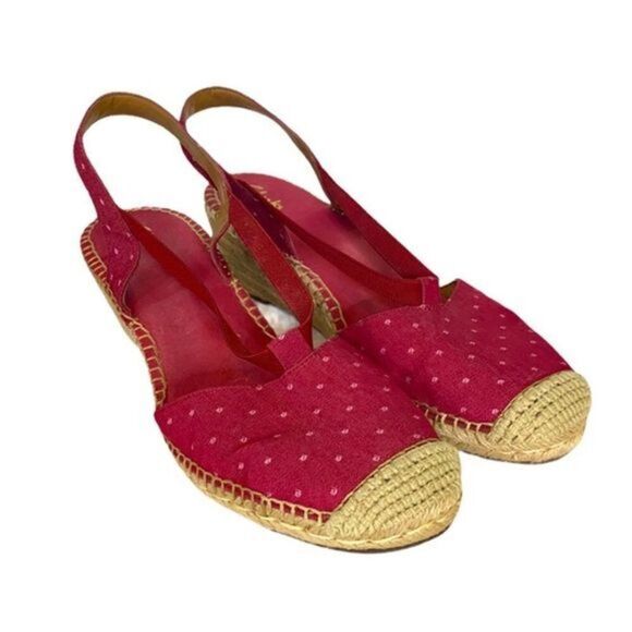 Clarks Rosy Pink Canvas Espadrilles Wedge Shoes 11 - Picture 1 of 5